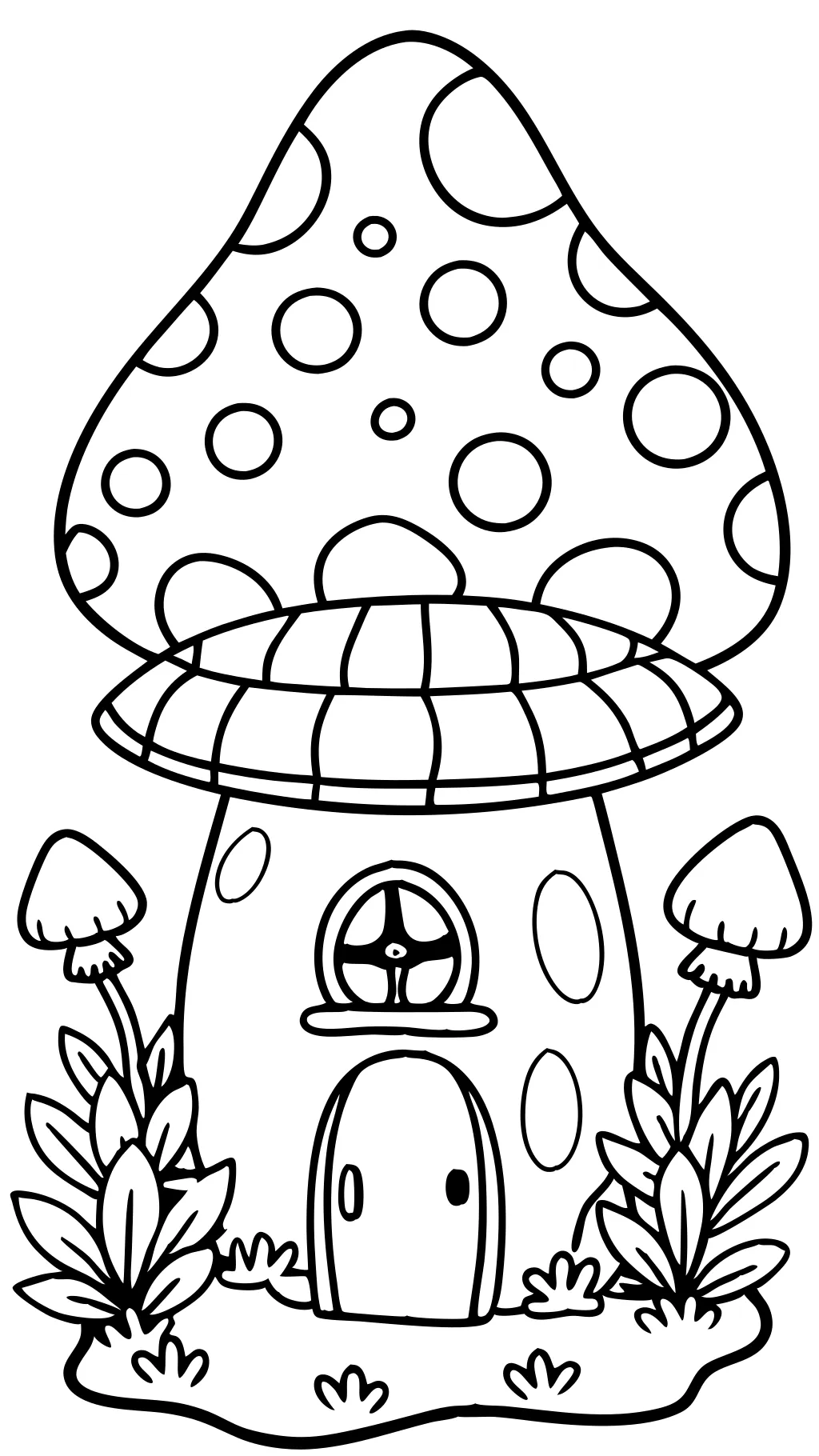 coloriage de maison de champignons